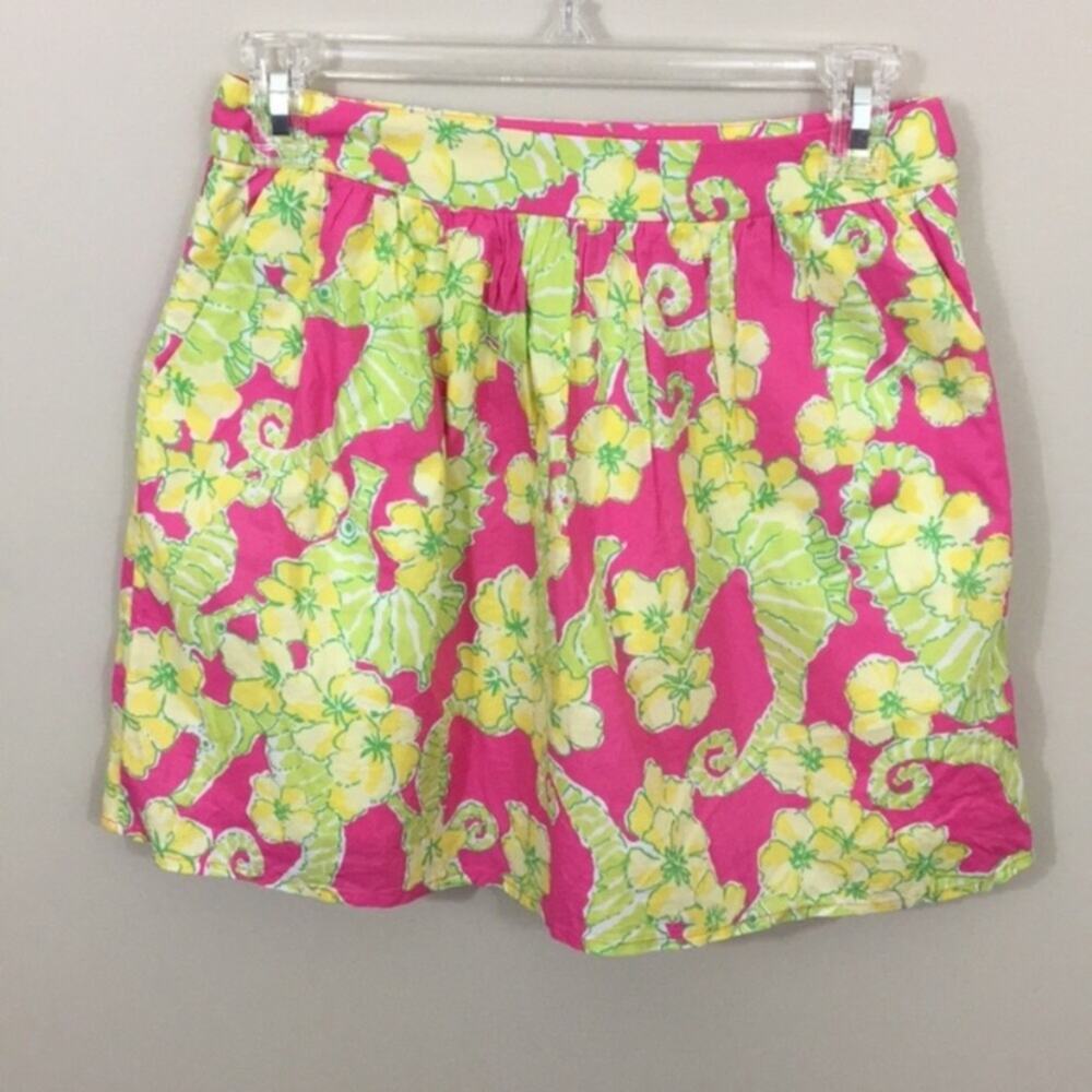 Lilly Pulitzer Pink Floral And Seahorse Mini Skirt